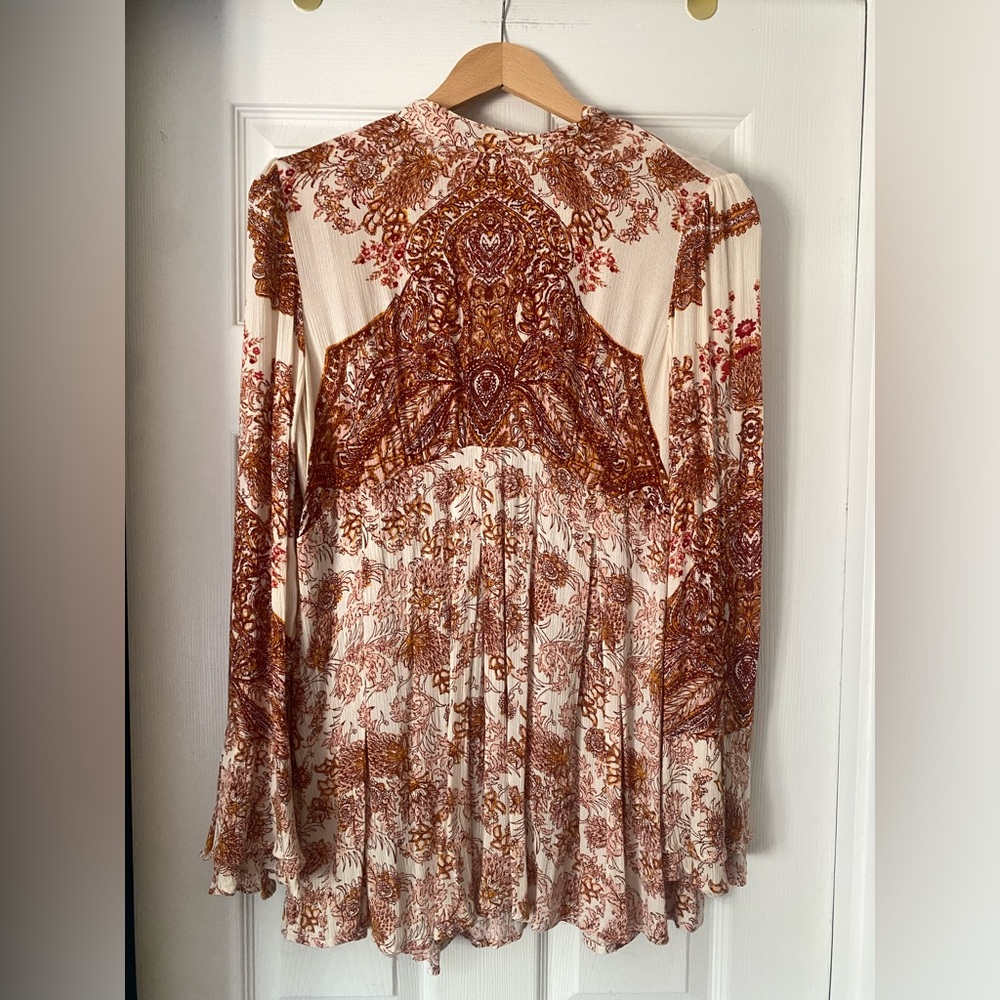 Free People Lady Luck Floral Boho Babydoll Blouse - sz M - Picture 2 of 10